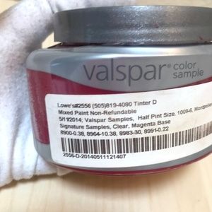 Valspar Paint Sample for Montpelier Red. From Lowe's 1/2 pint size.